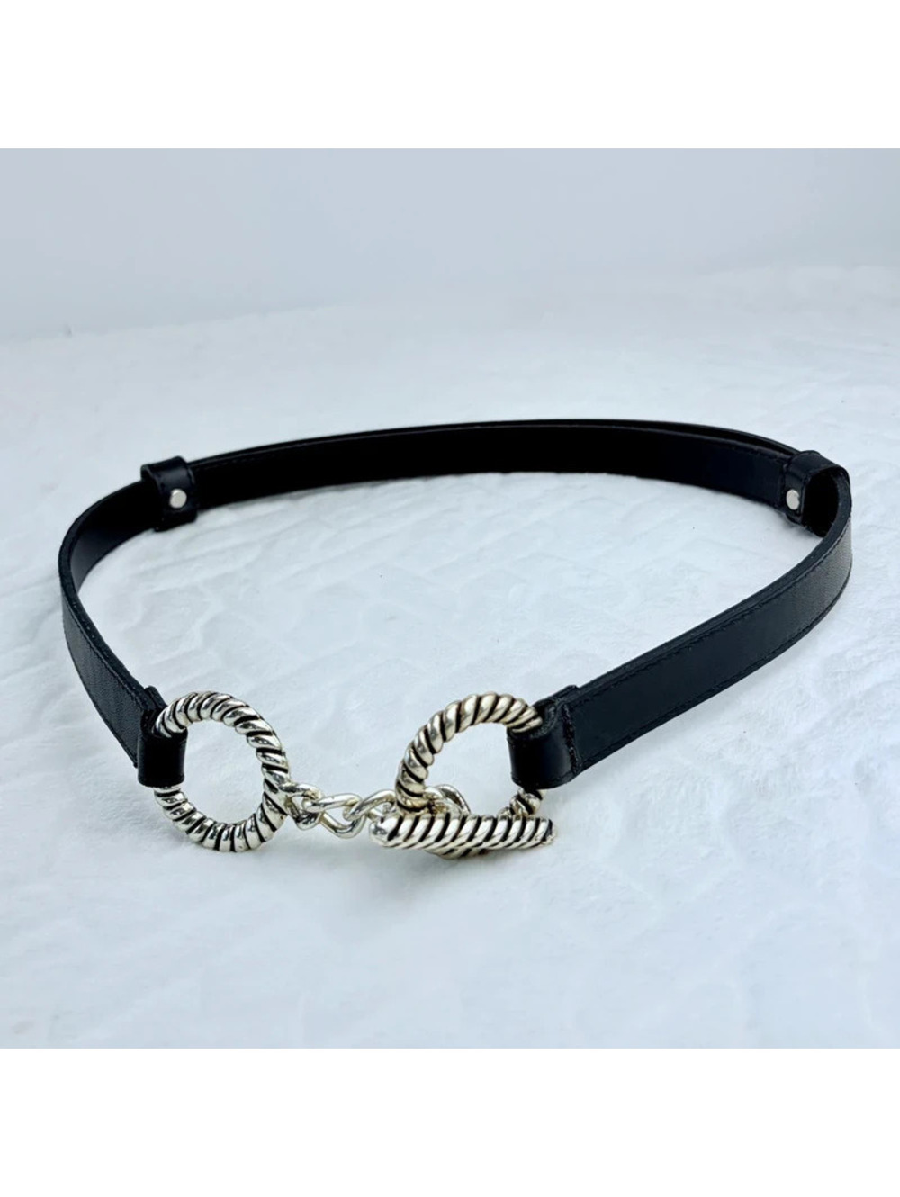 Vintage 90s Made in USA Chico’s Leather Adjustable Black Belt Size M/L Western